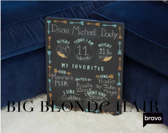 Ashley Darby's Baby Milestone Chalkboard At The Sip-n-See