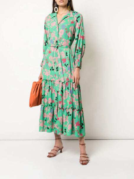 Braunwyn Windham-Burke's Green Floral Print Shirt Dress