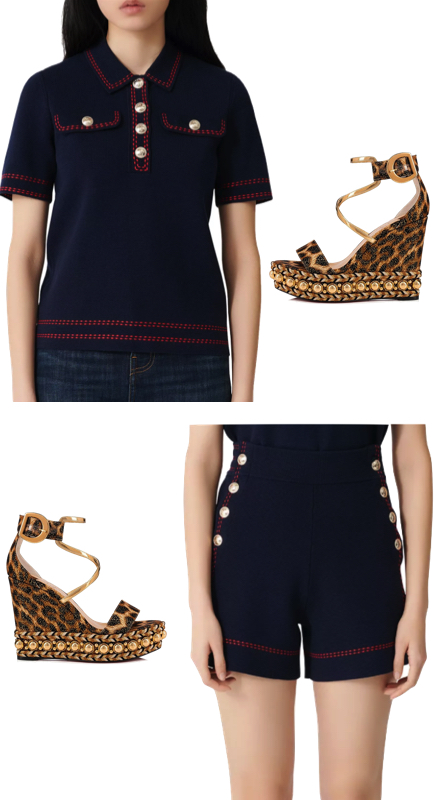 Dolores Catania’s Navy Button Detail Outfit