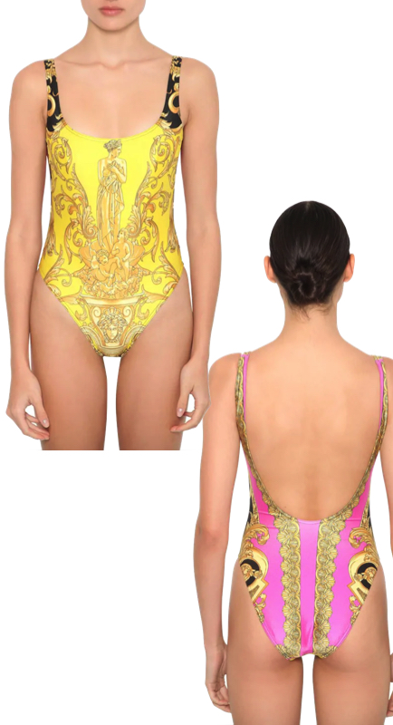 Dorinda Medley’s Yellow and Pink Baroque Print Swimsuit