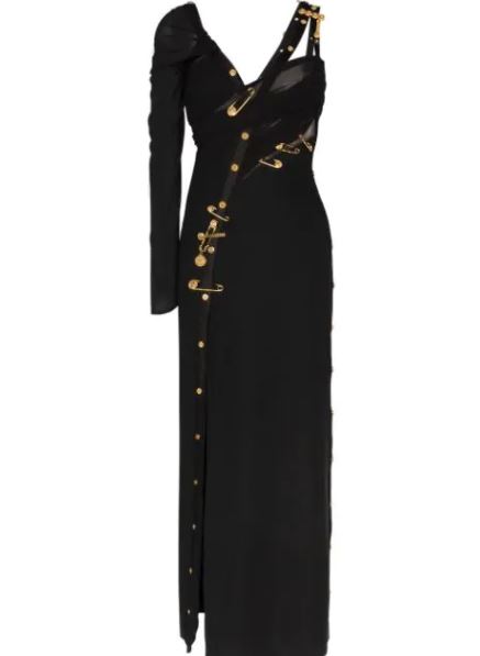 Dorit Kemsley's Black Asymmetric Safety Pin Dress