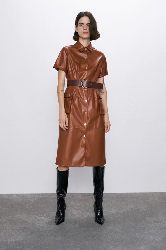 Garcelle Beauvais' Brown Leather Shirt Dress