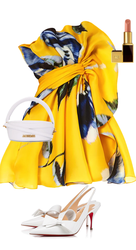 Kameron Westcott’s Yellow and Blue Floral Ruffle Dress