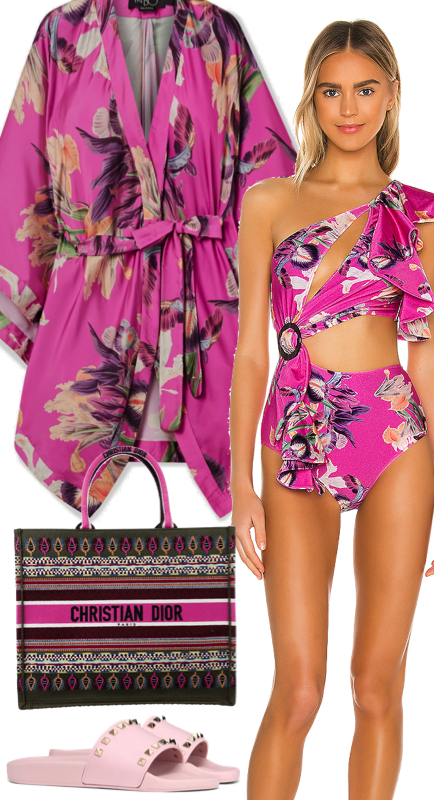 Kameron Westcott’s Pink Floral Swimsuit and Cover Up