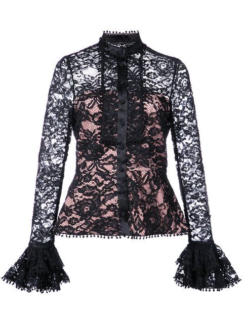 Kyle Richards' Black Lace Bell Sleeve Top