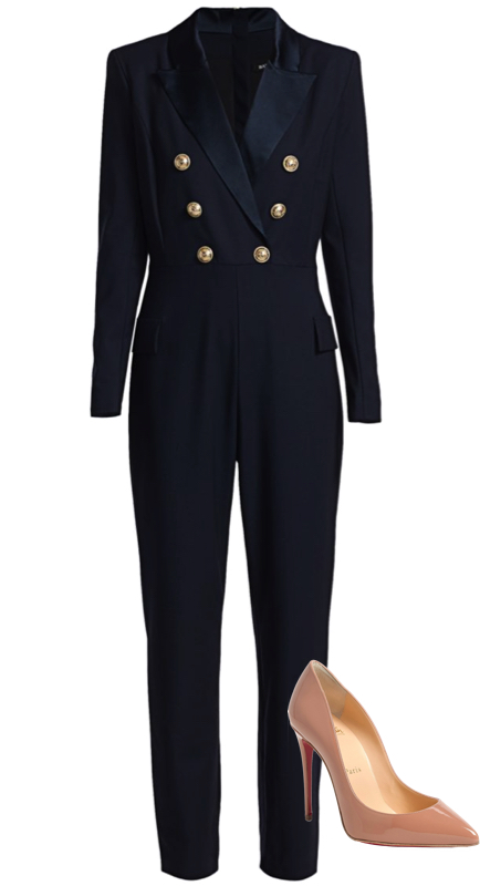 Michelle Pais’ Navy Button Detail Jumpsuit