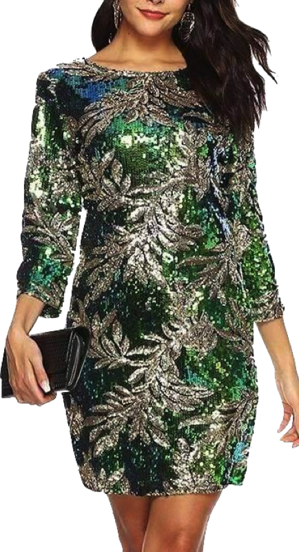 Sonja Morgan’s Green Leaf Print Sequin Dress