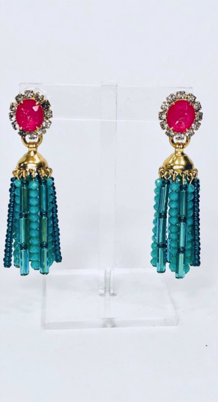 Sonja Morgan’s Pink and Turquoise Beaded Tassel Earrings