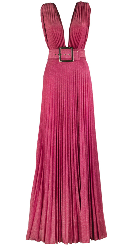 Stephanie Hollman’s Pink Pleated Maxi Dress