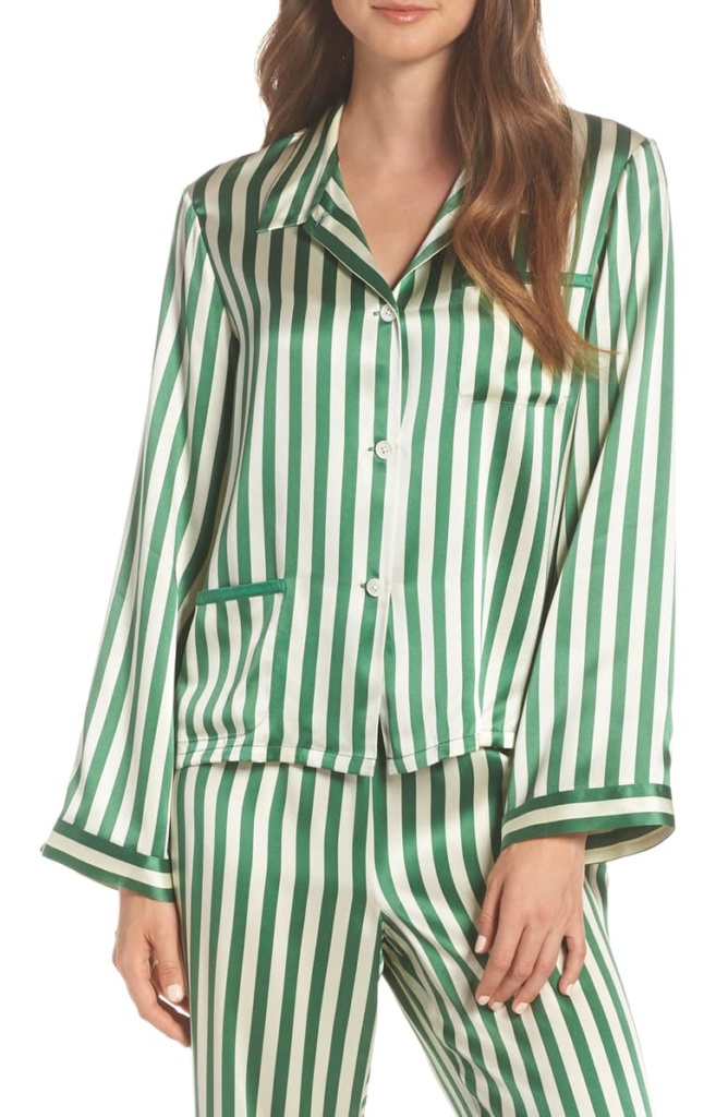 Sutton Stracke's Green Striped Pajamas