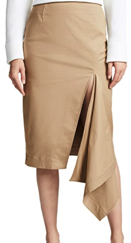Tracy Tutor’s Gold Asymmetrical Slit Skirt