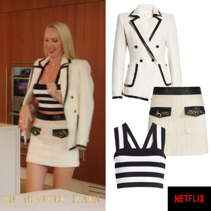 Christine Quinn's Ivory Blazer and Skirt with Leather Trim