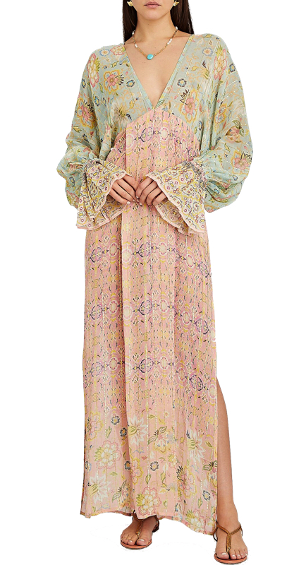 Margaret Josephs’ Green and Pink Printed Maxi Dress