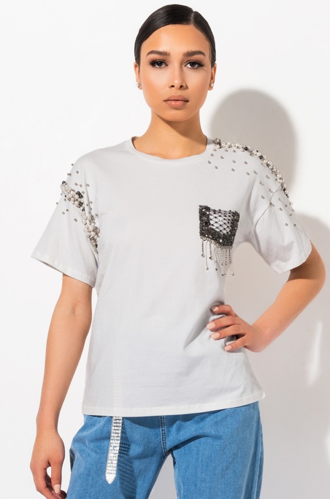 Robyn Dixon's White Embellished Tee