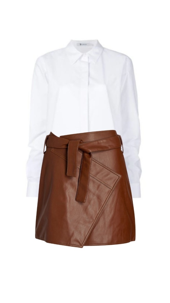 Kristin Cavallari's Brown Leather Wrap Skirt