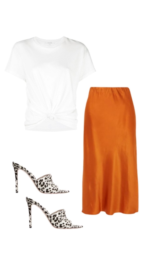 Kristin Cavallari's Orange Silk Skirt
