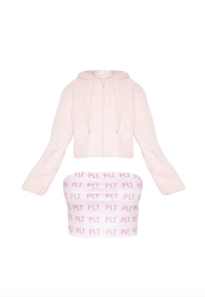 Ariana Biermann's Pink Fur Jacket and Crop Top
