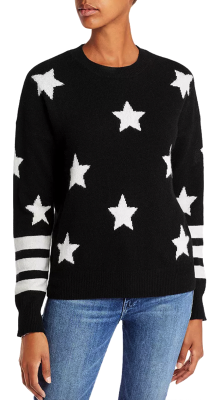Crystal Kung Minkoff’s Black and White Star Print Sweater