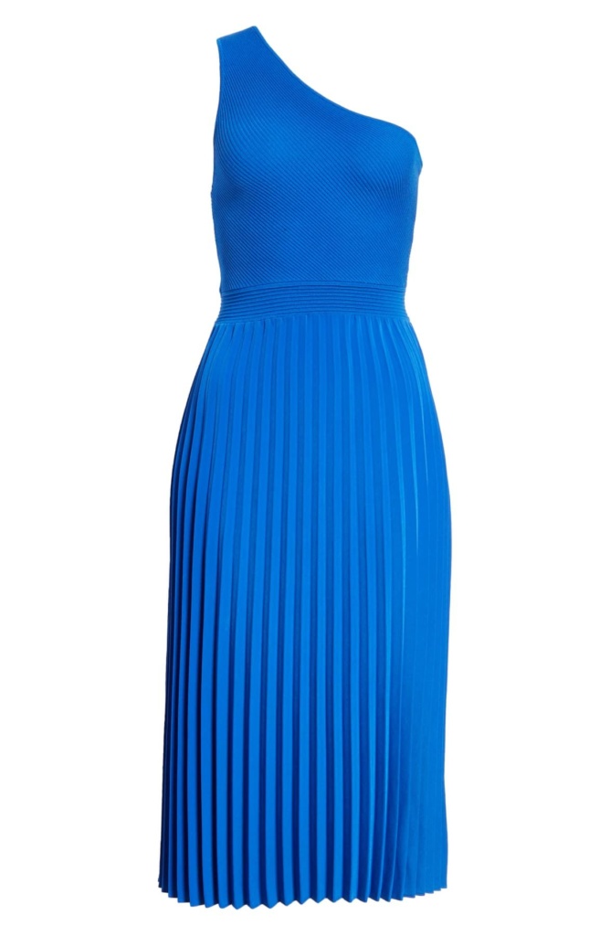 Emily Simpson's Blue Pleated Dress