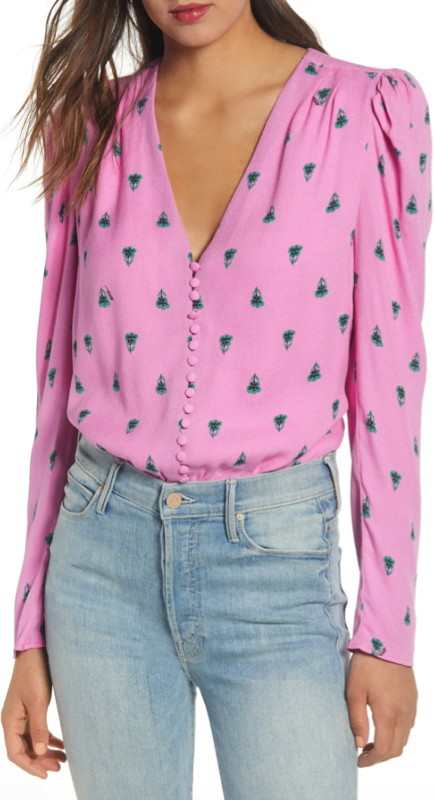 Heather Altman’s Pink Floral Print Bodysuit