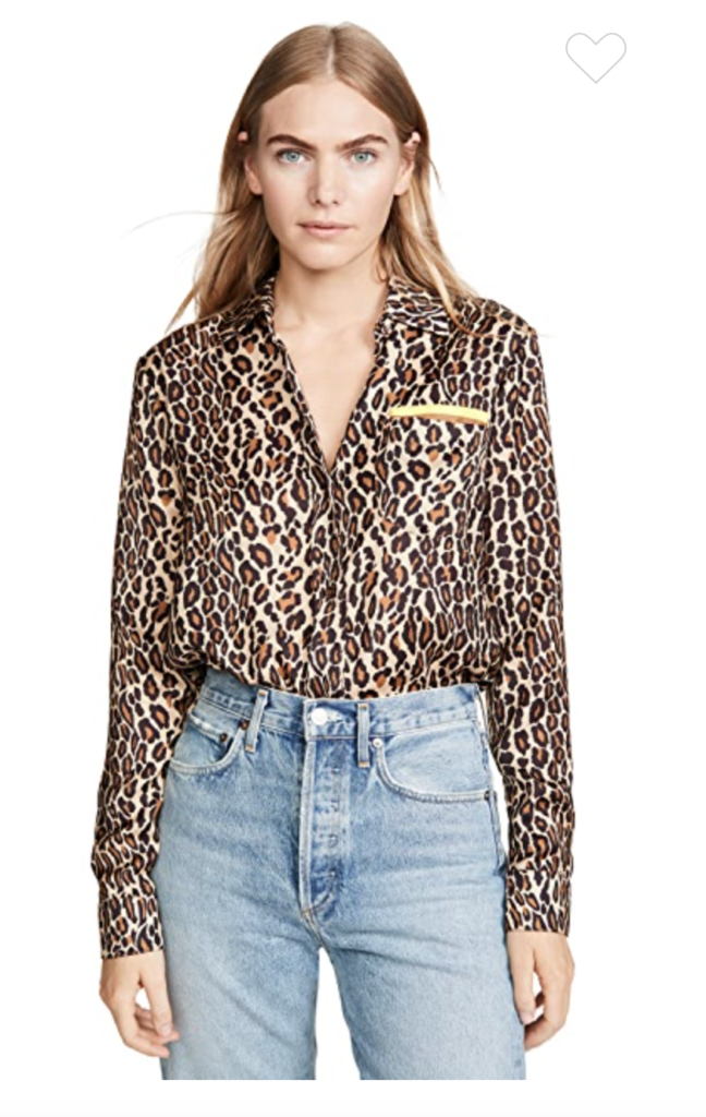 Kelly Dodd's Leopard Blouse with Yellow Trim