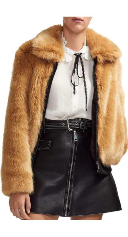 Leva Bonaparte’s Camel Faux Fur Jacket | Big Blonde Hair