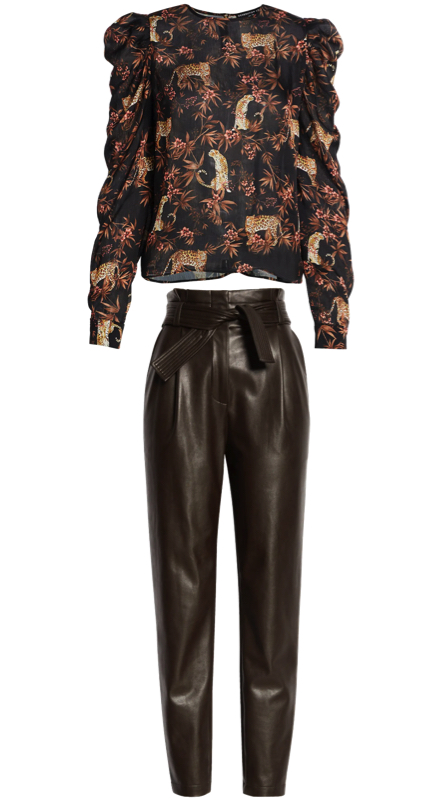 Crystal Kung Minkoff’s Jungle Print Puff Sleeve Blouse