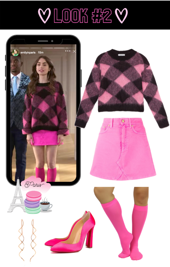 Emily in Paris Pink Checked Sweater