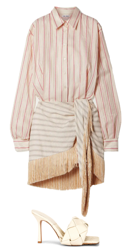 Kyle Richards’ Cream Striped Fringe Dress