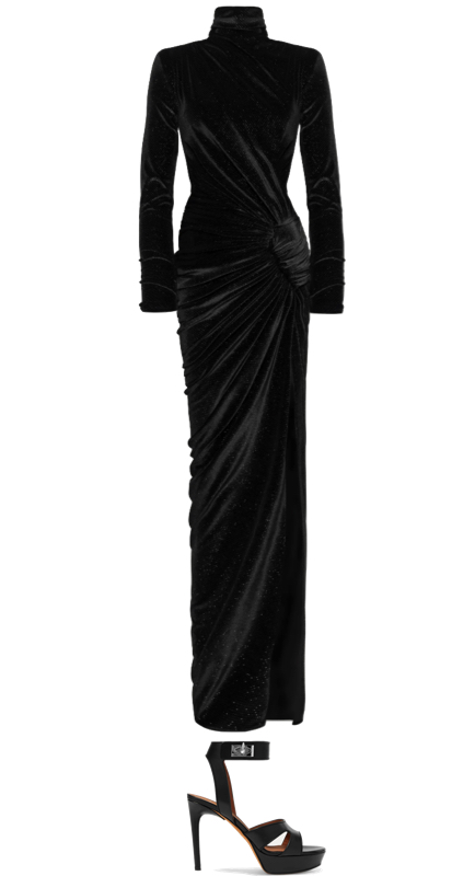 Lisa Barlow’s Black Crystal Embellished Velvet Gown