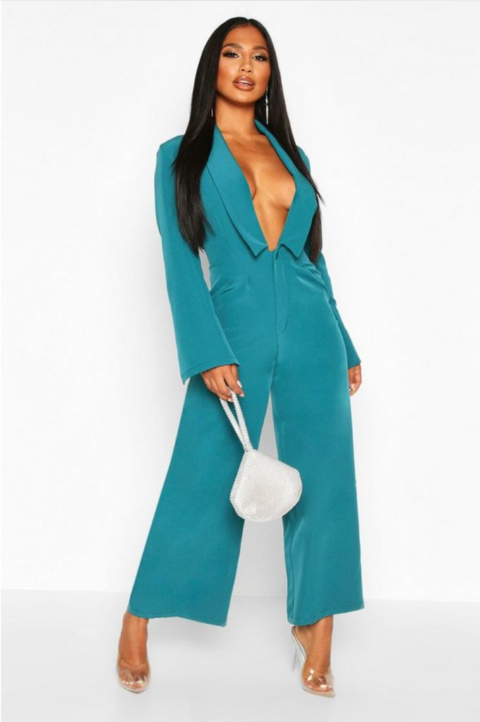 Wendy Osefo's Teal Plunging Jumpsuit