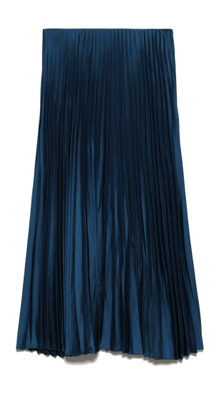 Braunwyn Windham-Burke’s Blue Satin Pleated Skirt