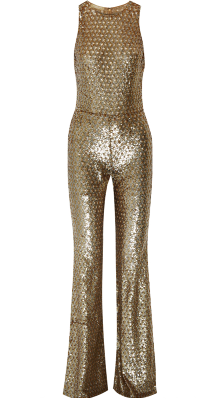 Caroline Stanbury’s Gold Sequin Jumpsuit