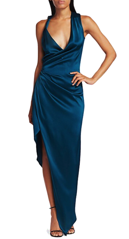 JoJo Fletcher’s Blue Silk Asymmetrical Dress