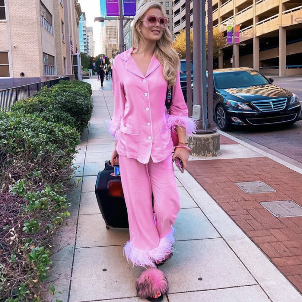 Kameron Westcott’s Pink Feather Trim Pajamas | Big Blonde Hair