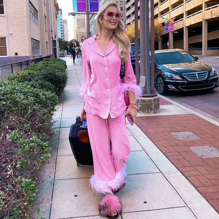 Kameron Westcott s Pink Feather Trim Pajamas Big Blonde Hair