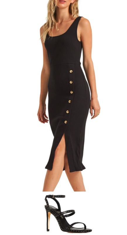 Tayshia Adams’ Black Button Slit Dress