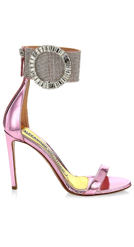Tayshia Adams’ Pink Crystal Buckle Sandals