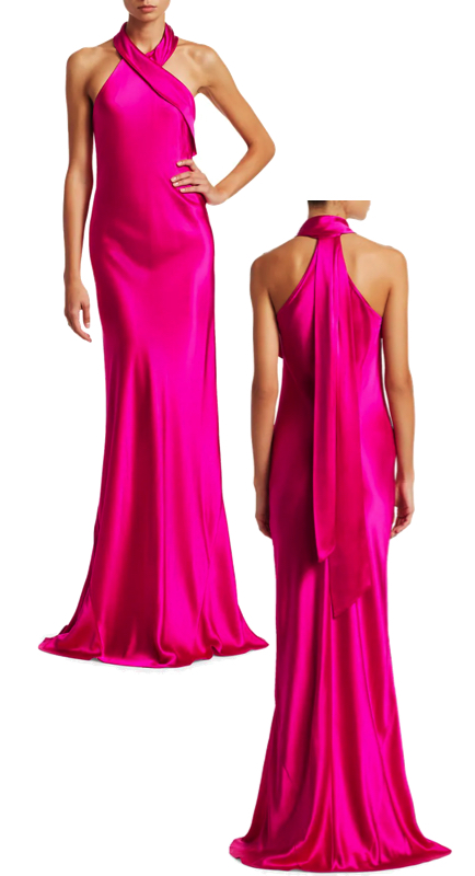Tayshia Adams’ Pink Silk Halter Gown