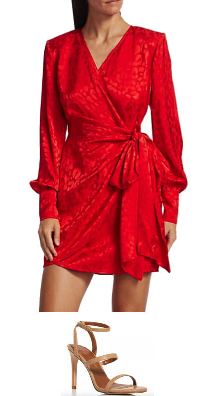 Tayshia Adams’ Red Leopard Print Wrap Dress