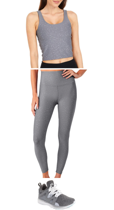 Crystal Kung Minkoff’s Grey Glitter Workout Outfit