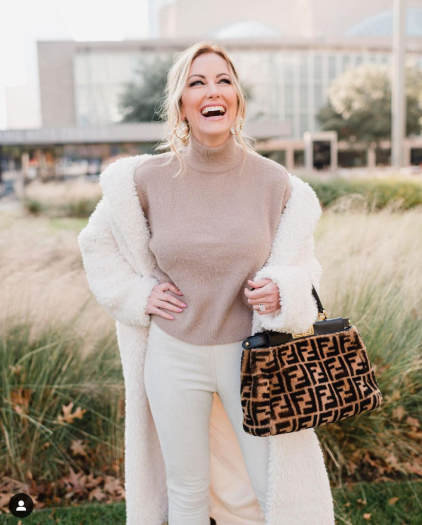 Stephanie Hollman's Beige Turtleneck Sweater