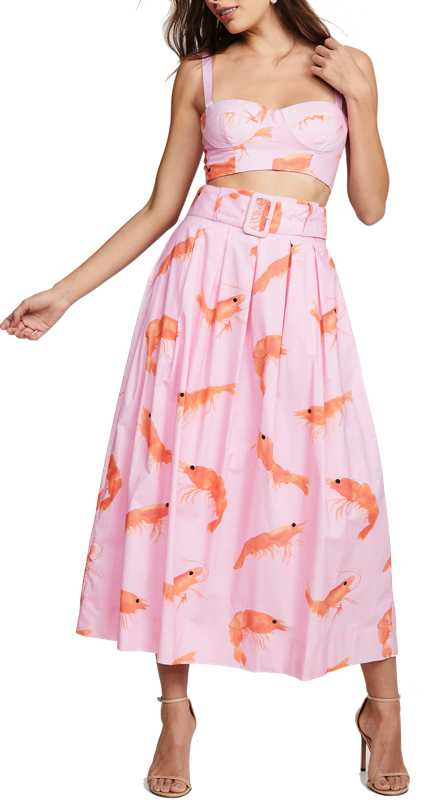 Tiffany Moon’s Pink Shrimp Print Crop Top