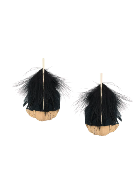 Porsha Williams' Black and Gold Feather Earrings