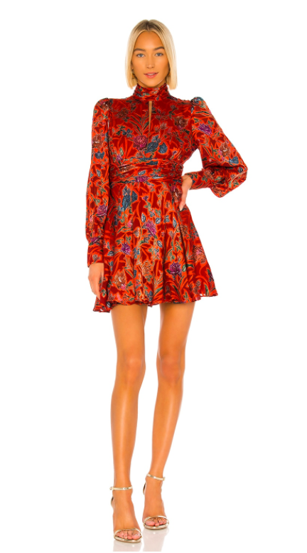 Whitney Rose's Red Floral Keyhole Dress