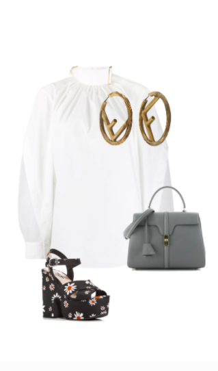 D'Andra Simmons' White Buckle Neck Blouse