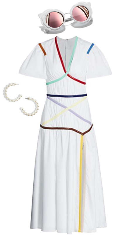 Kameron Westcott’s White Multicolor Trim Dress