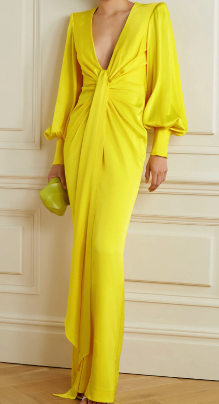 Lisa Rinna’s Yellow Draped Gown