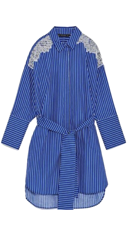 Tiffany Moon’s Blue Striped Lace Detail Dress
