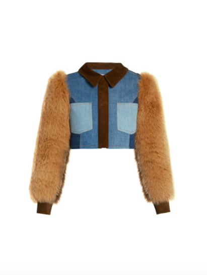 Drew Sidora's Denim Fur Sleeve Jacket
